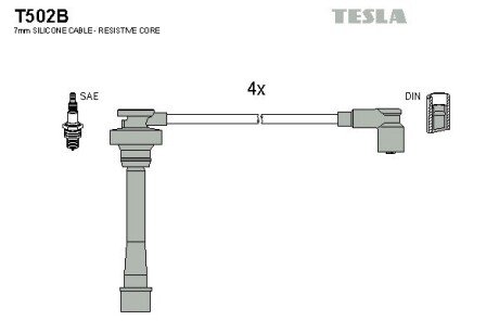 Комплект кабелiв запалювання TES TESLA T502B