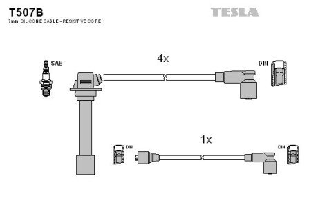 Комплект кабелiв запалювання TES TESLA T507B