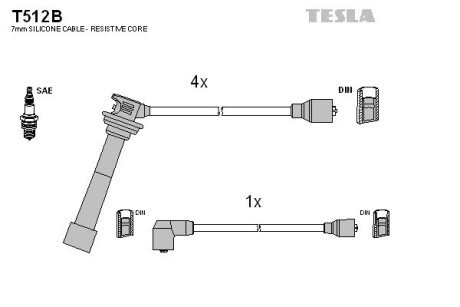 Комплект кабелiв запалювання TES TESLA T512B