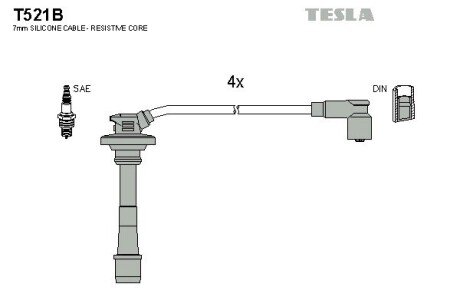 Комплект кабелiв запалювання TES TESLA T521B