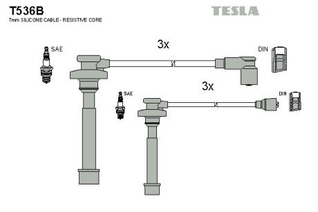 Комплект кабелiв запалювання TES TESLA T536B