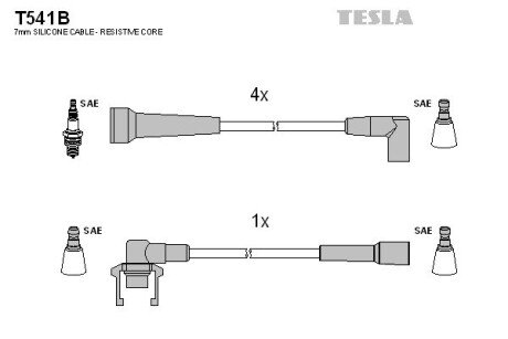 Комплект кабелiв запалювання TES TESLA T541B