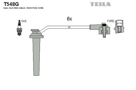 Комплект кабелiв запалювання TES TESLA T548G