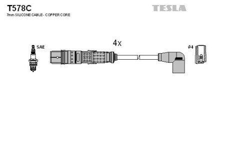 Комплект кабелiв запалювання TES TESLA T578C