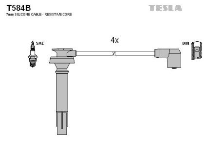 Комплект кабелiв запалювання TES TESLA T584B