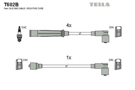 Комплект кабелiв запалювання TES TESLA T602B