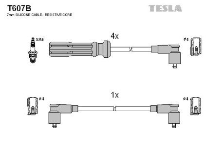 Комплект кабелiв запалювання TES TESLA T607B