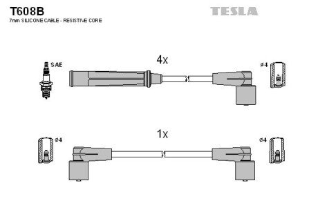 Комплект кабелiв запалювання TES TESLA T608B