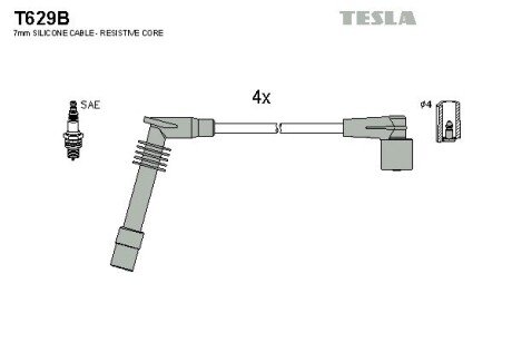 Комплект кабелiв запалювання TES TESLA T629B