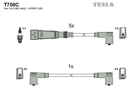 Комплект кабелiв запалювання TES TESLA T700C