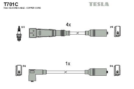 Комплект кабелiв запалювання TES TESLA T701C