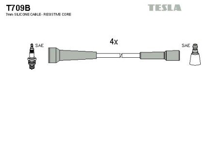 Комплект кабелiв запалювання TES TESLA T709B