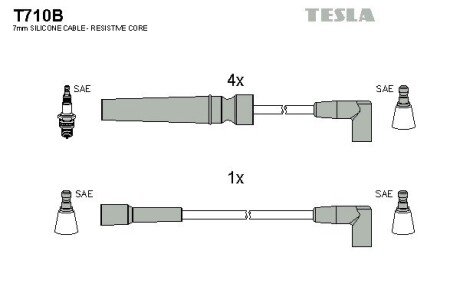 Провода свічкові Нескія 1,5 16V/Есперо (силікон) TESLA T710B