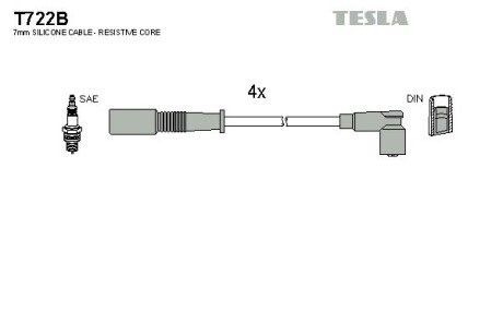 Комплект кабелiв запалювання TES TESLA T722B