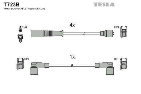 Комплект кабелiв запалювання TES TESLA T723B