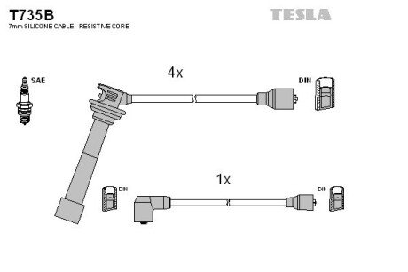 Комплект кабелiв запалювання TES TESLA T735B