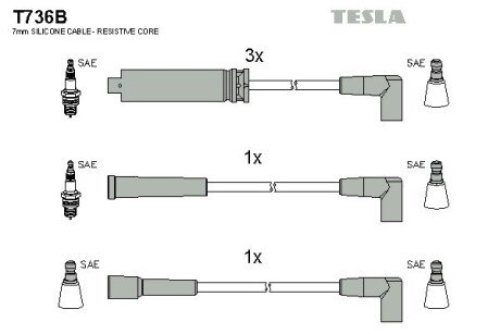 Комплект кабелiв запалювання TES TESLA T736B