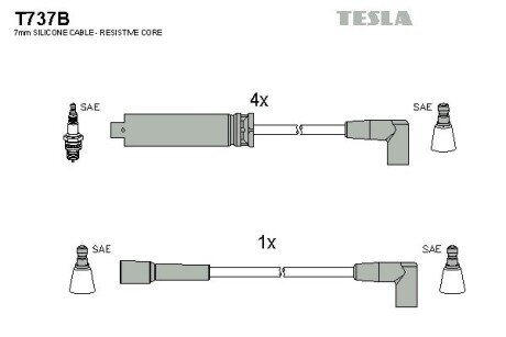 Комплект кабелiв запалювання TES TESLA T737B