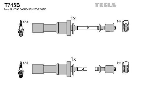 Комплект кабелiв запалювання TES TESLA T745B