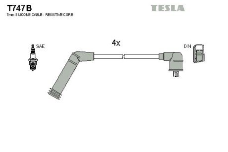 Комплект кабелiв запалювання TES TESLA T747B