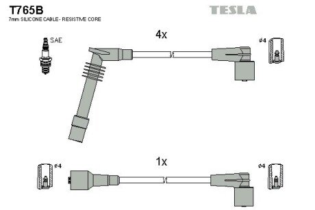 Комплект кабелiв запалювання TES TESLA T765B