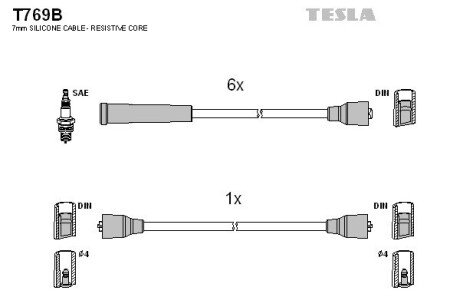 Комплект кабелiв запалювання TES TESLA T769B