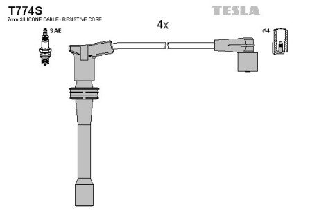 Дроти високовольтні 2110-2112 інж (1,5 16кл) (силікон) TESLA T774S