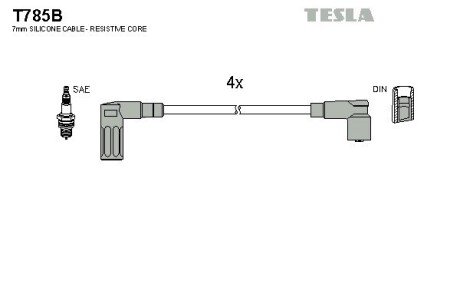 Комплект кабелiв запалювання TES TESLA T785B