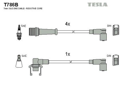 Комплект кабелiв запалювання TES TESLA T786B