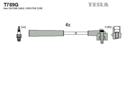 Комплект кабелiв запалювання TES TESLA T789G