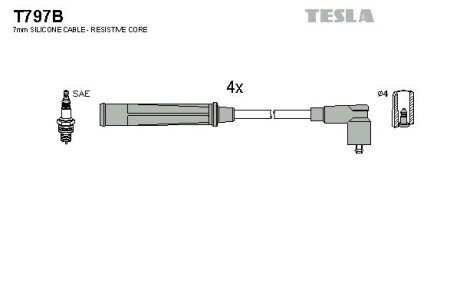 Комплект кабелiв запалювання TES TESLA T797B