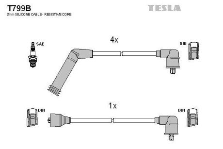 Комплект кабелiв запалювання TES TESLA T799B