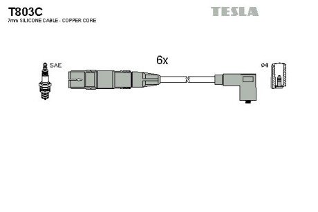 Комплект кабелiв запалювання TES TESLA T803C