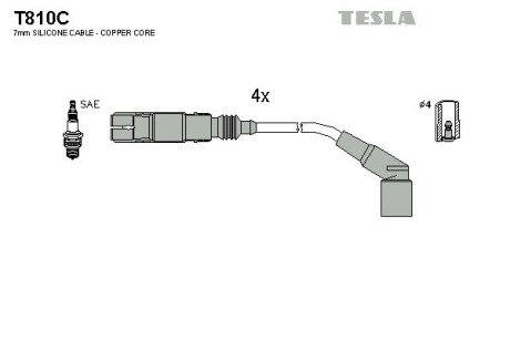 Комплект кабелiв запалювання TES TESLA T810C