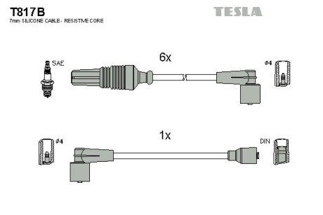 Комплект кабелiв запалювання TES TESLA T817B