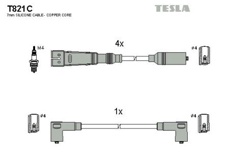 Комплект кабелiв запалювання TES TESLA T821C