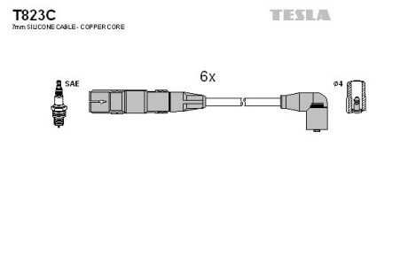 Комплект кабелiв запалювання TES TESLA T823C