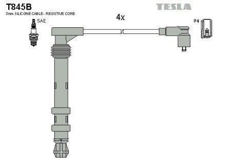 Комплект кабелiв запалювання TES TESLA T845B