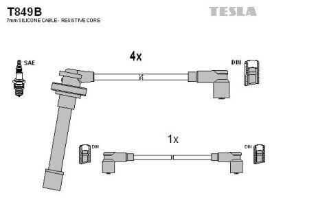 Комплект кабелiв запалювання TES TESLA T849B