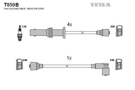 Комплект кабелiв запалювання TES TESLA T850B