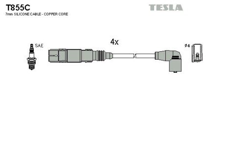 Комплект кабелiв запалювання TES TESLA T855C