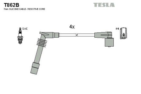 Комплект кабелiв запалювання TES TESLA T862B