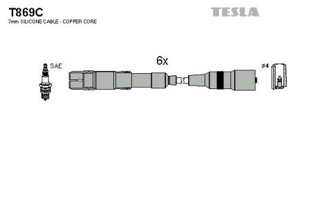 Комплект кабелiв запалювання TES TESLA T869C