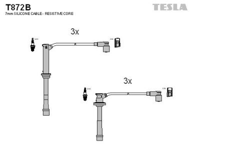 Комплект кабелiв запалювання TES TESLA T872B