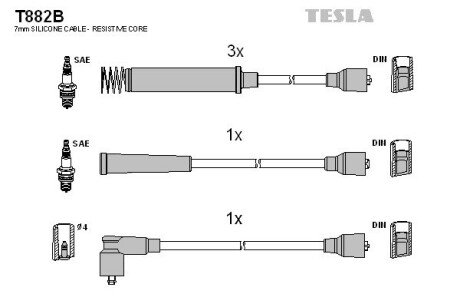 Комплект кабелiв запалювання TES TESLA T882B