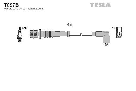 Комплект кабелiв запалювання TES TESLA T897B