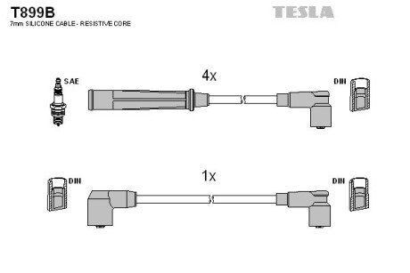 Комплект кабелiв запалювання TES TESLA T899B