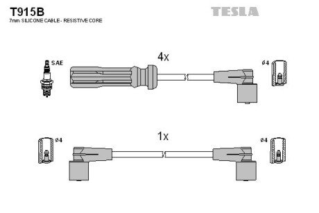 Комплект кабелiв запалювання TES TESLA T915B