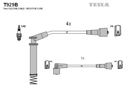 Дроти високовольтні, комплект Opel Vectra B (96-03) BLATNA TESLA T929B