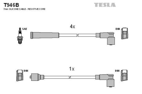 Комплект кабелiв запалювання TES TESLA T946B